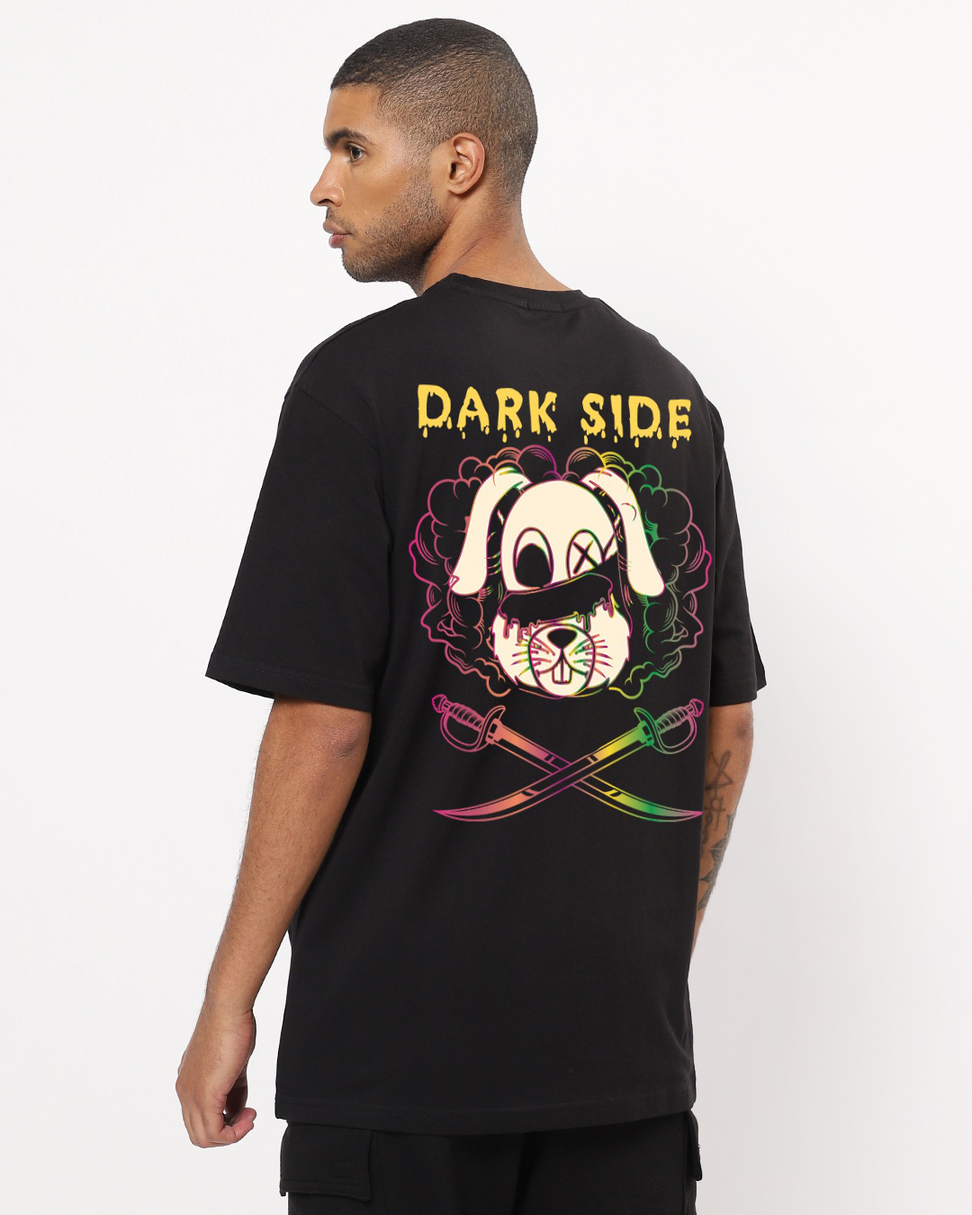Buy Men's Black Dark Side Graphic Printed Oversized T-shirt Online at ...