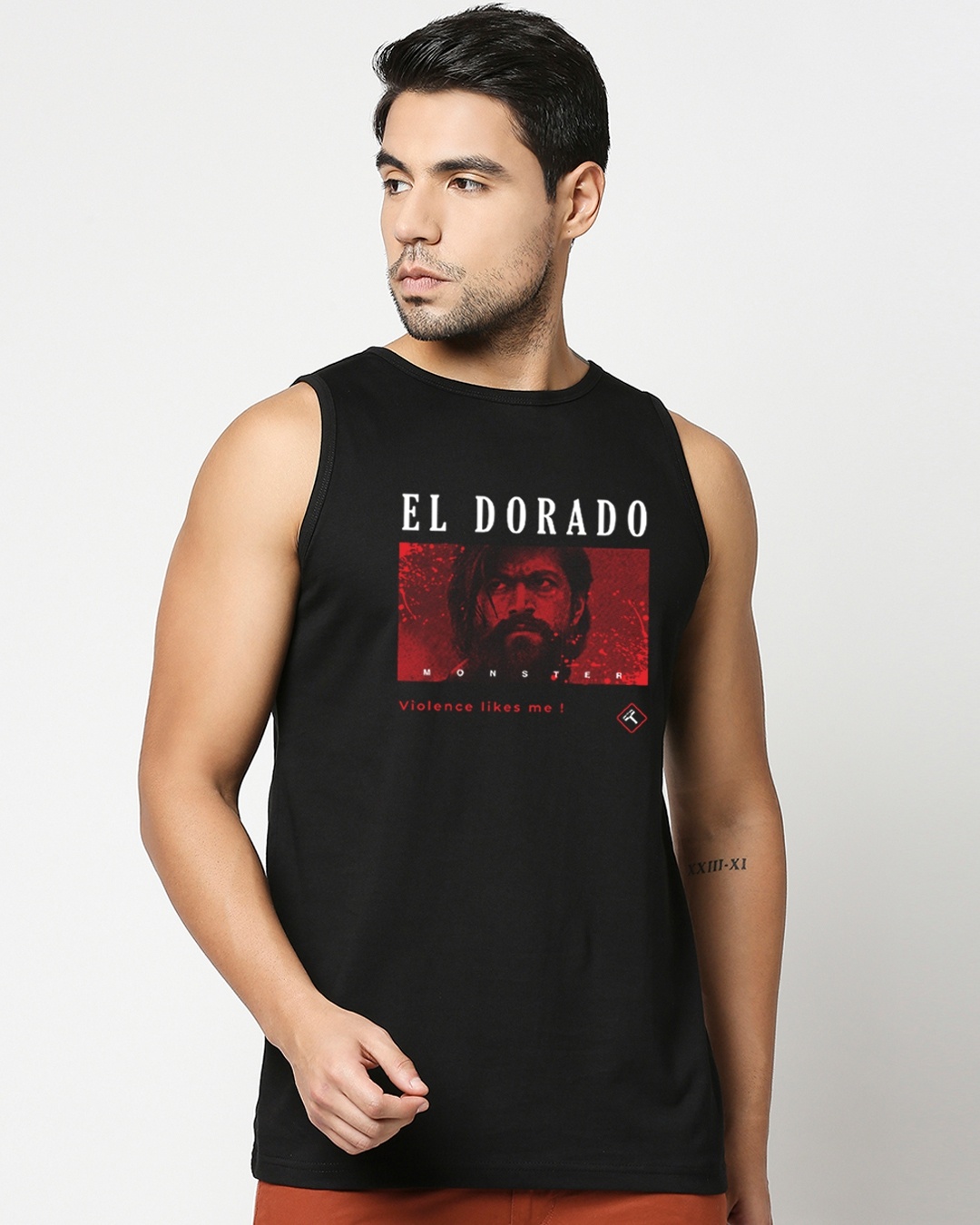 Shop Men's Black El Dorado Graphic Printed Vest-Front