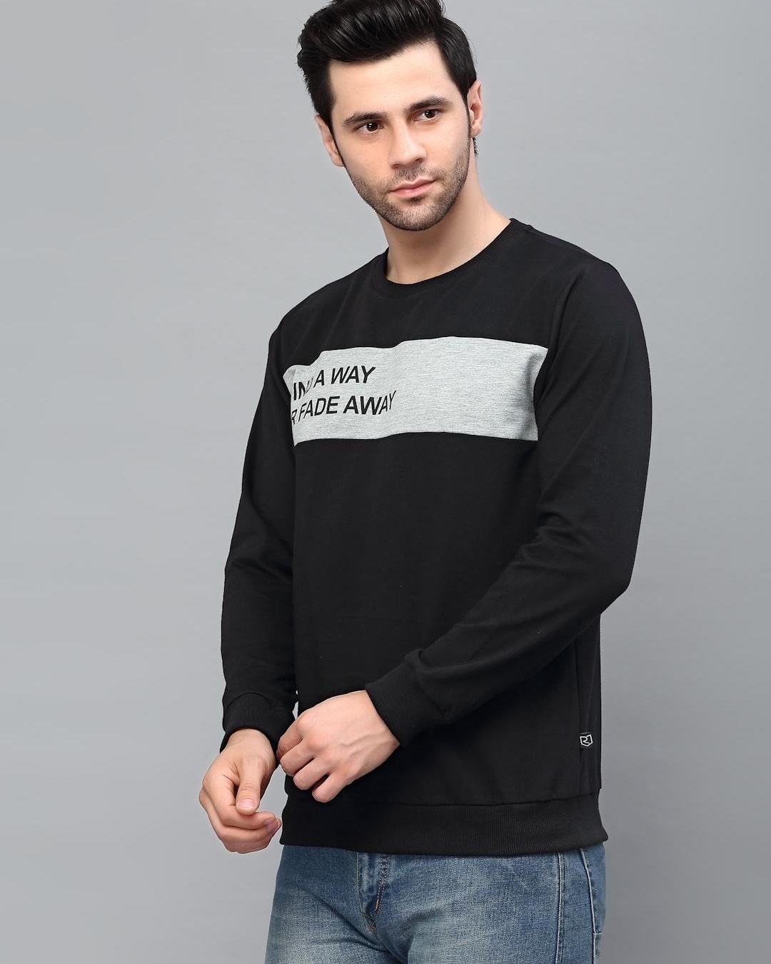 Shop Men's Black Find a Way Typography Slim Fit Sweatshirt-Back
