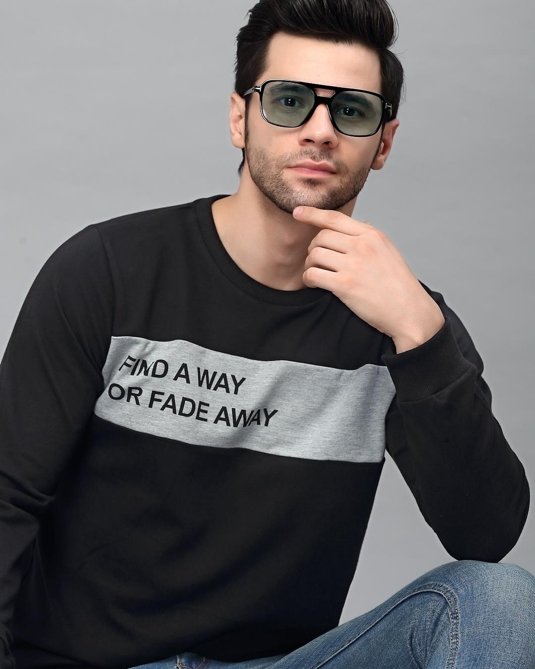 Shop Men's Black Find a Way Typography Slim Fit Sweatshirt