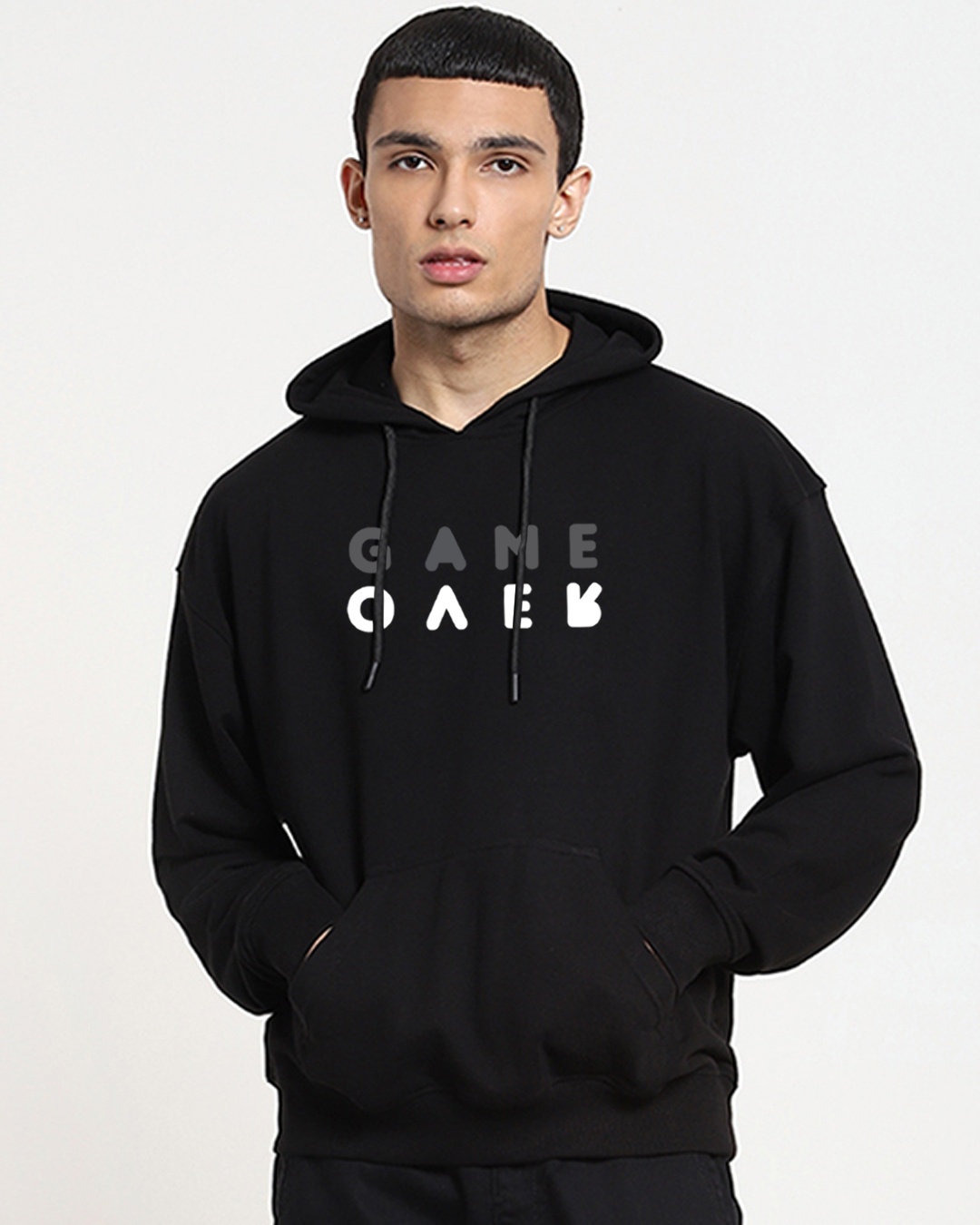 Shop Men's Black Game Over Oversized Sweatshirt-Front