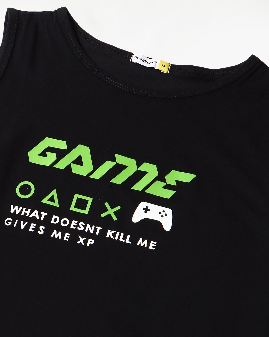Shop Men's Black Game Typography Round Neck Vest