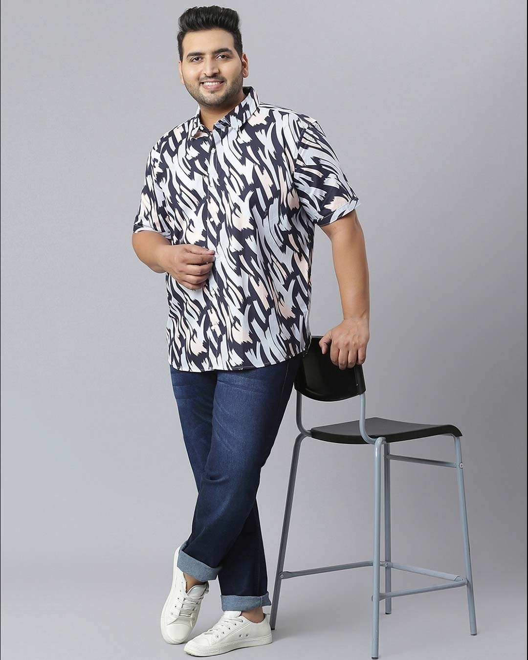 Shop Men's Black Graphic Design Stylish Half Sleeve Casual Shirt