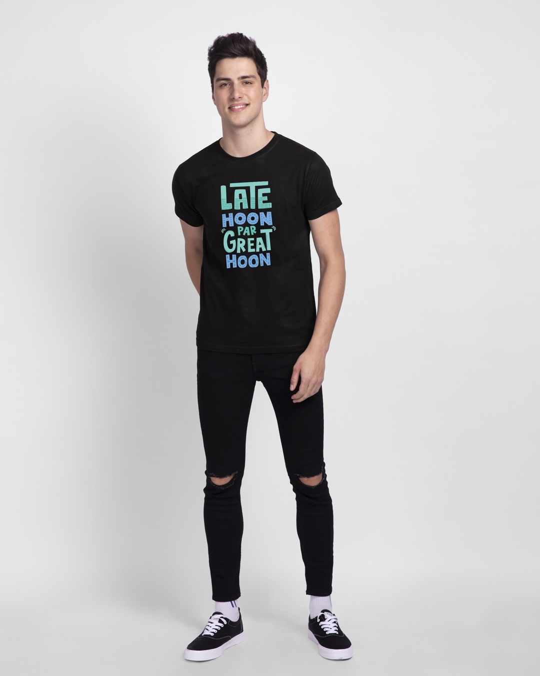 Shop Men's Black Great Hoon Typography T-shirt-Design