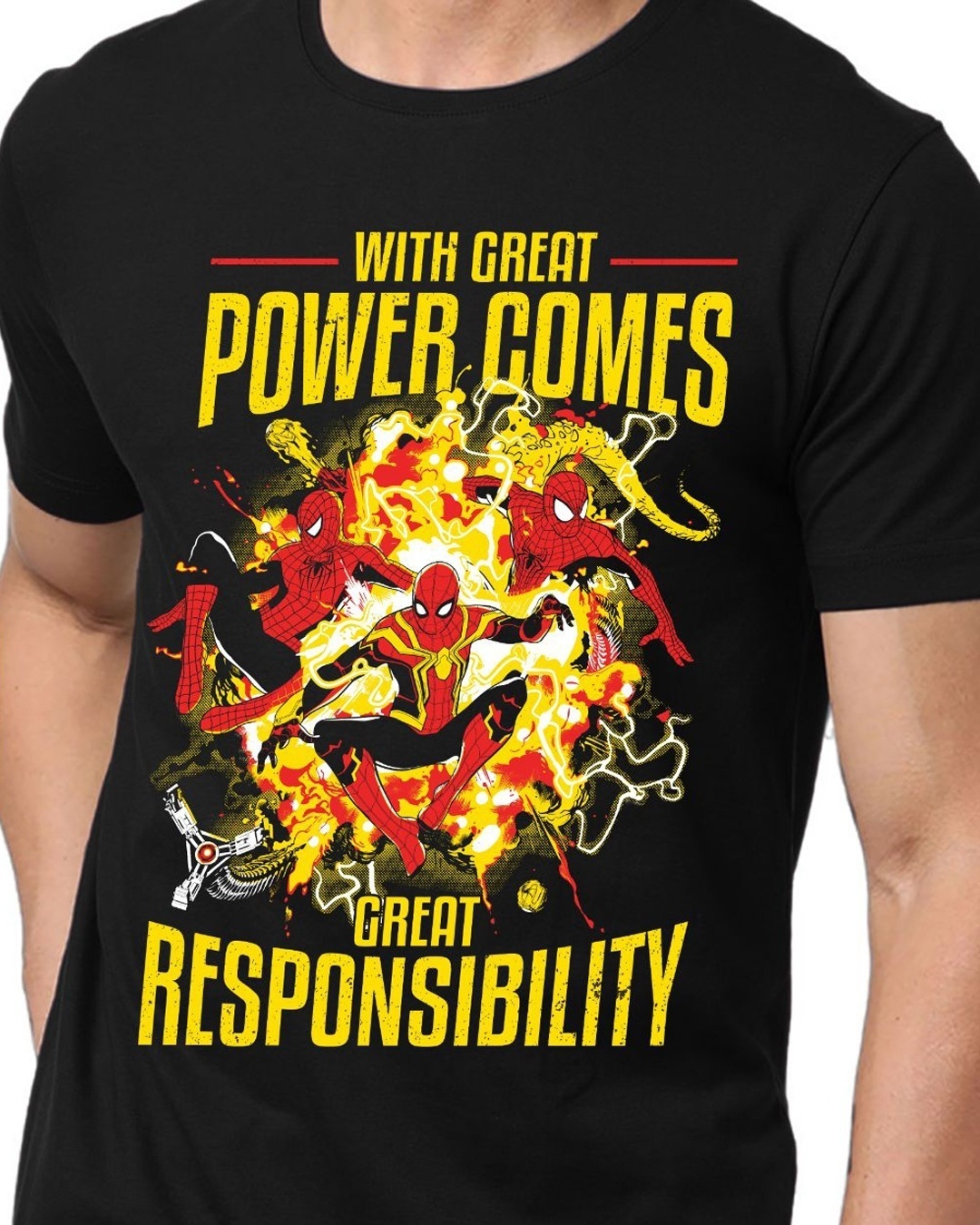 Shop Men's Black Great Power Graphic Printed T-shirt