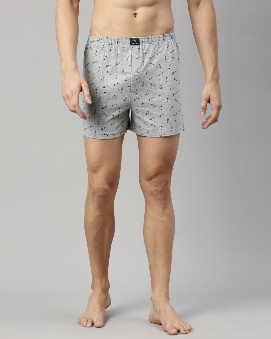 Shop Men's Black & Grey All Over Printed Cotton Boxers (Pack of 2)