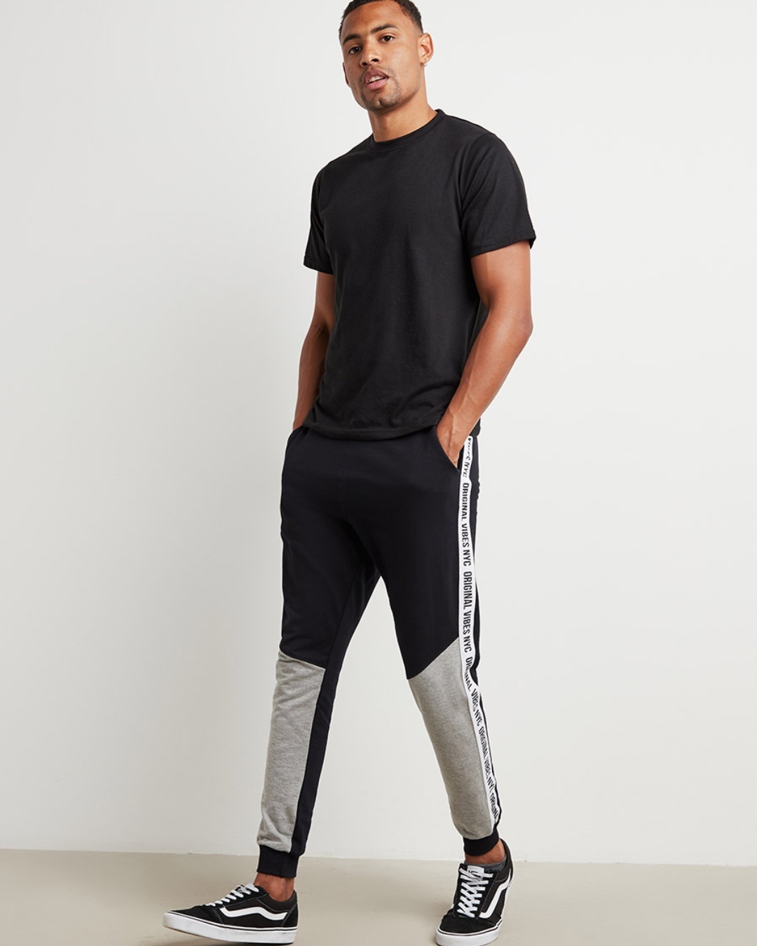 color block joggers mens