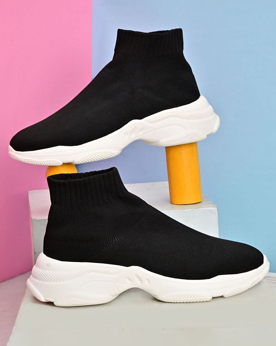 Buy Men's Black High Top SlipOn Sneakers Online in India at Bewakoof