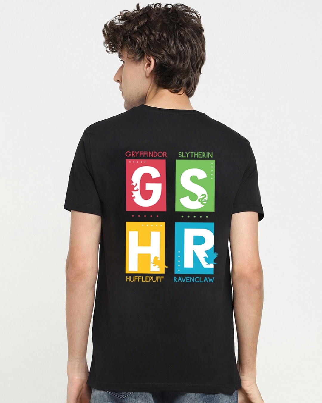 Shop Men's Black Hogwarts GSHR Typography T-shirt-Design