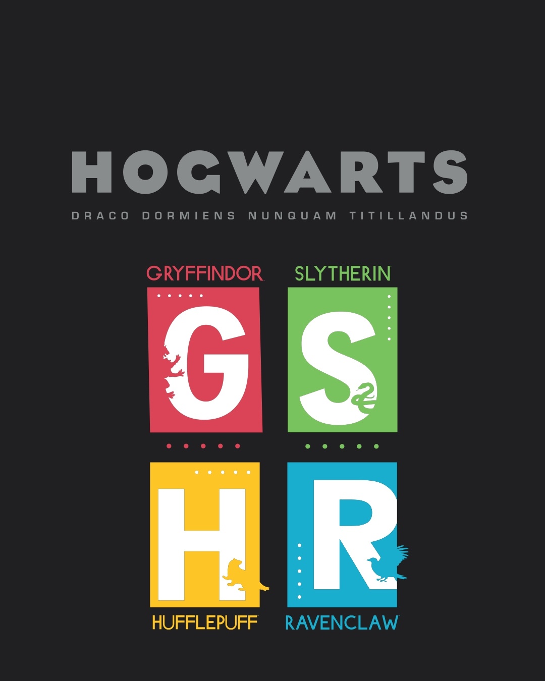 Shop Men's Black Hogwarts GSHR Typography T-shirt