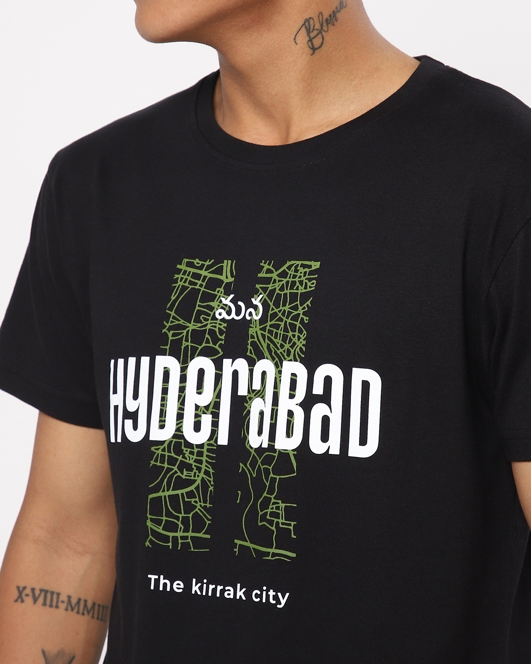 Shop Men's Black Hyderabad City Typography T-shirt