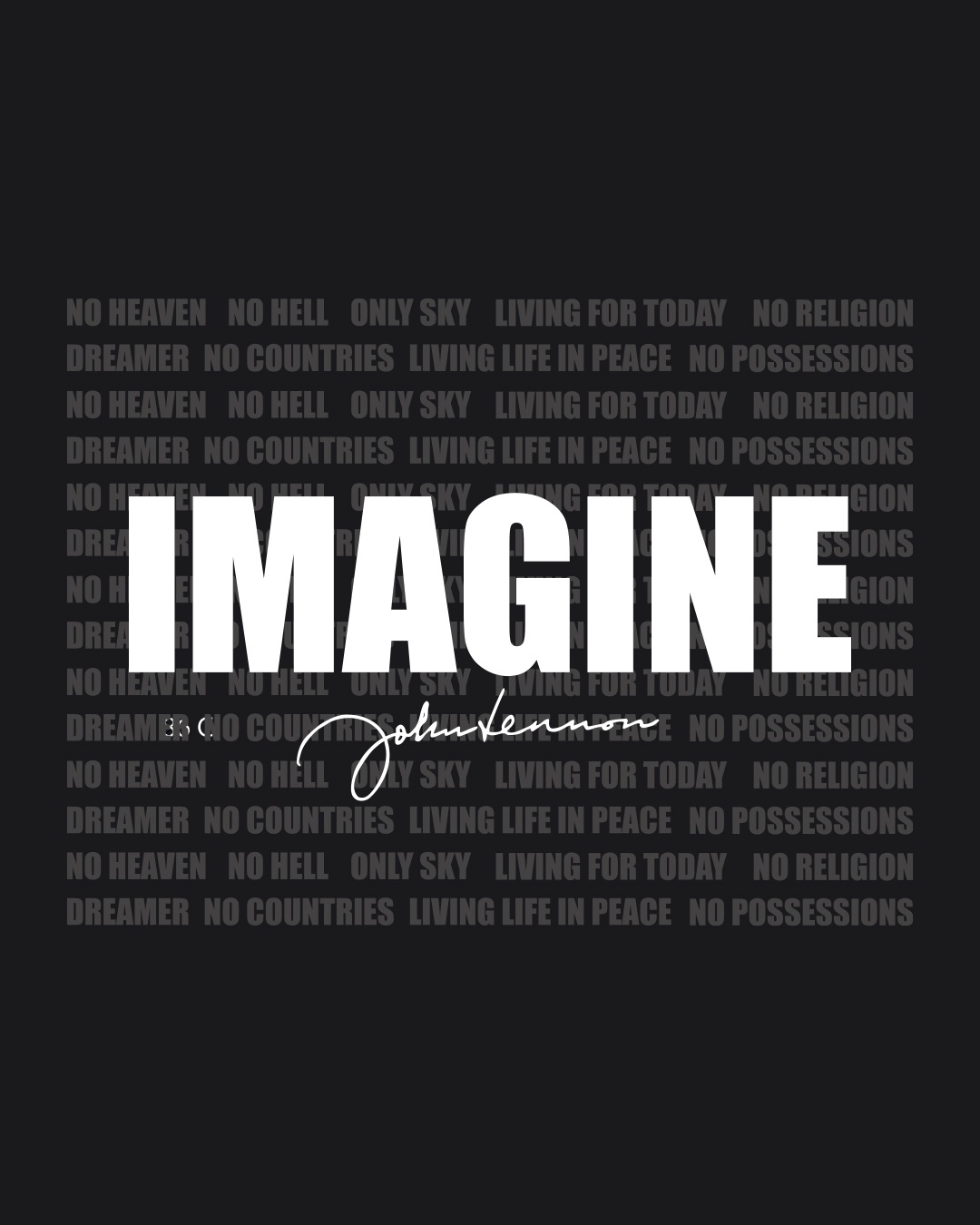 Shop Men's Black Imagine Typography T-shirt-Full