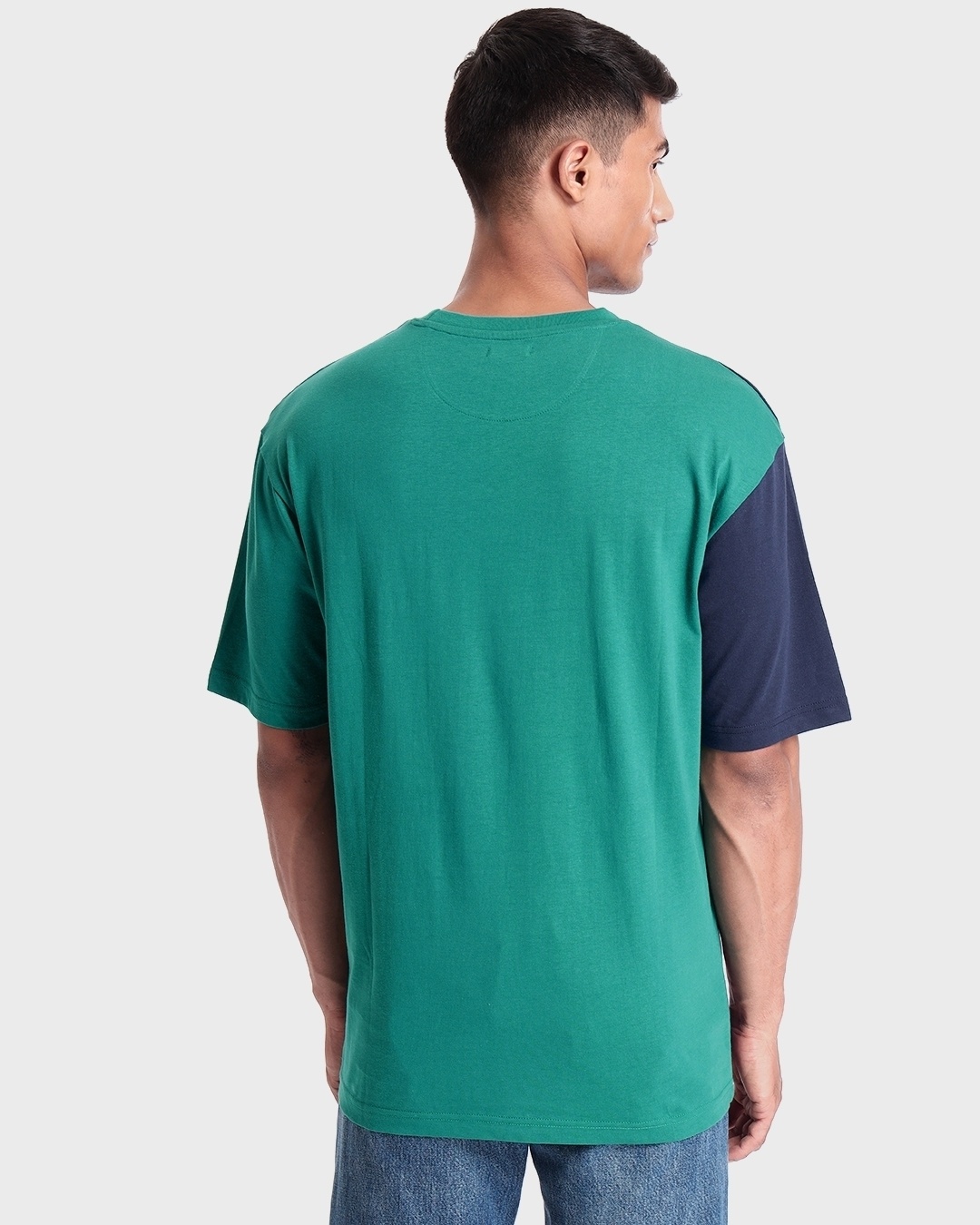 Buy Mens Black Iris And Green Color Block Oversized T Shirt For Men