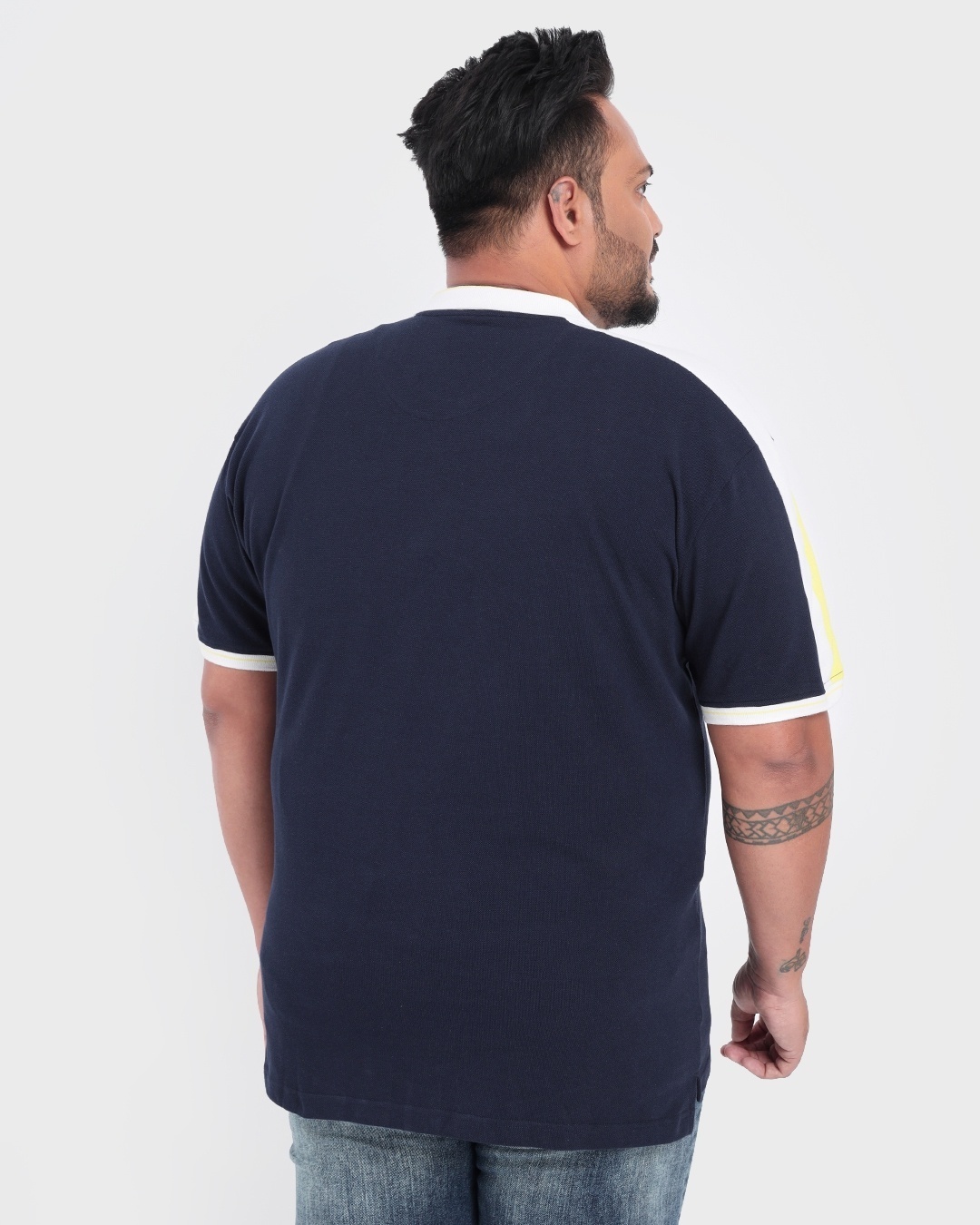 Shop Men's Black Iris Color Block Plus Size Polo T-shirt-Design