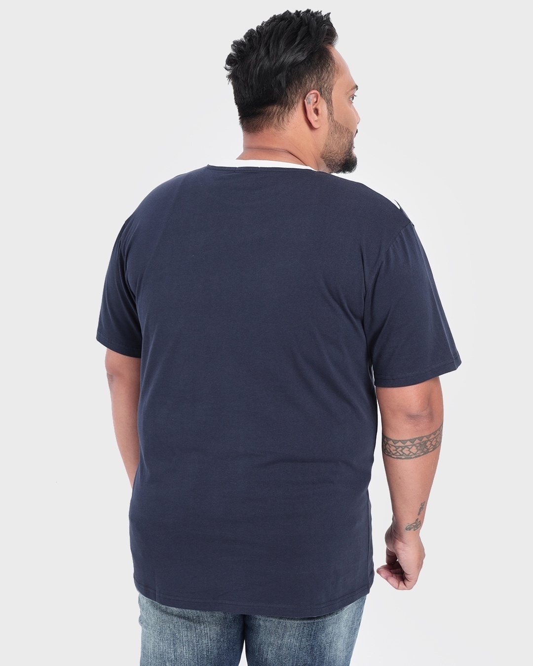 Shop Men's Black Iris Color Block Plus Size T-shirt-Design