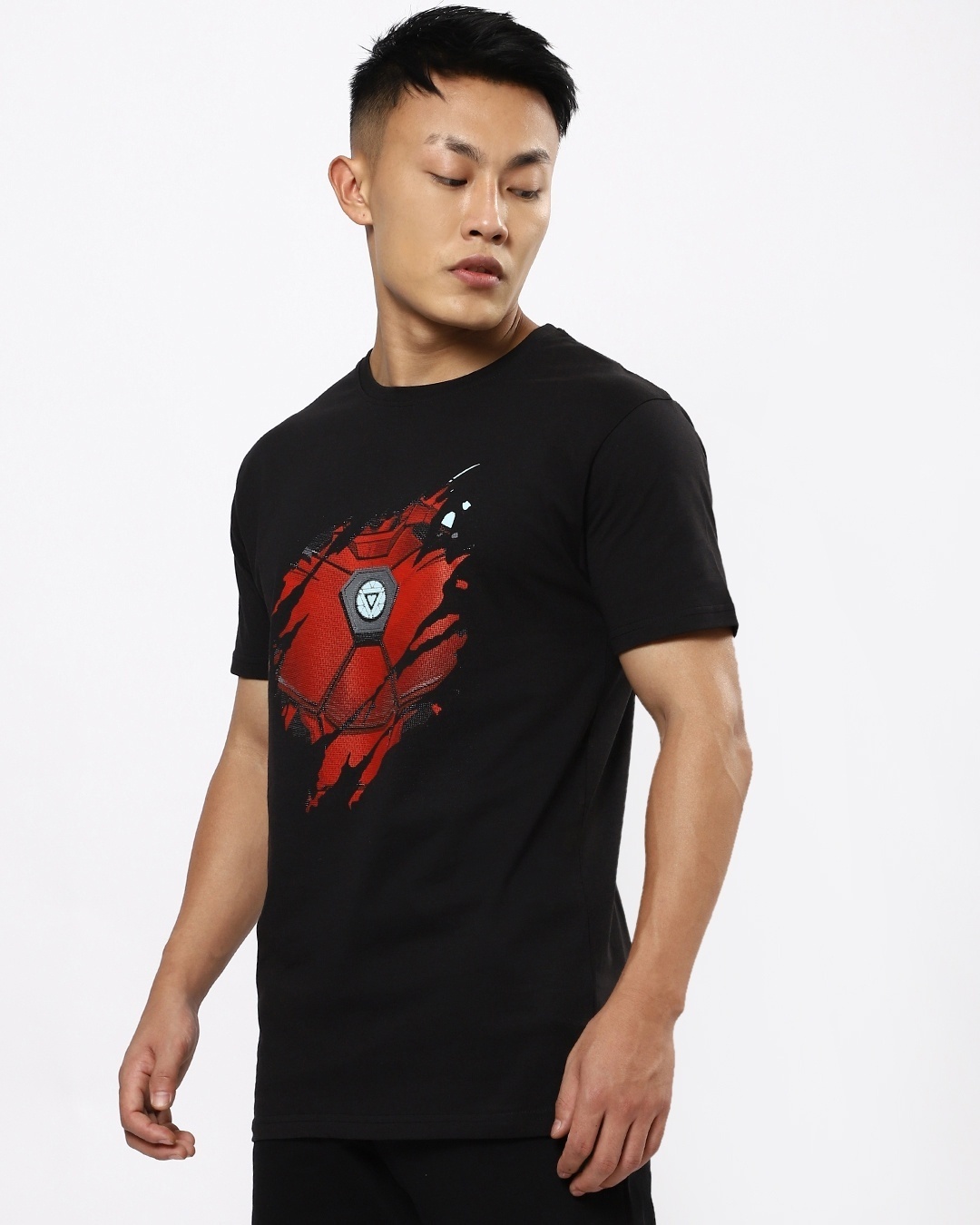 Shop Men's Black Iron Man Arc T-shirt-Design