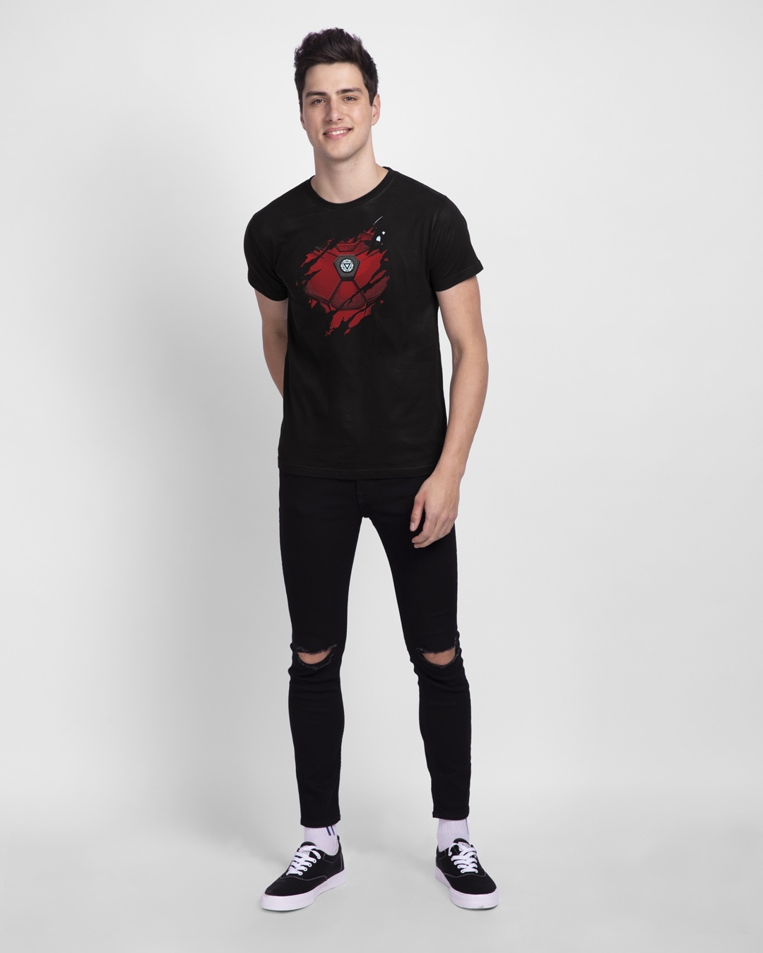 Shop Men's Black Iron Man Of War T-shirt-Design