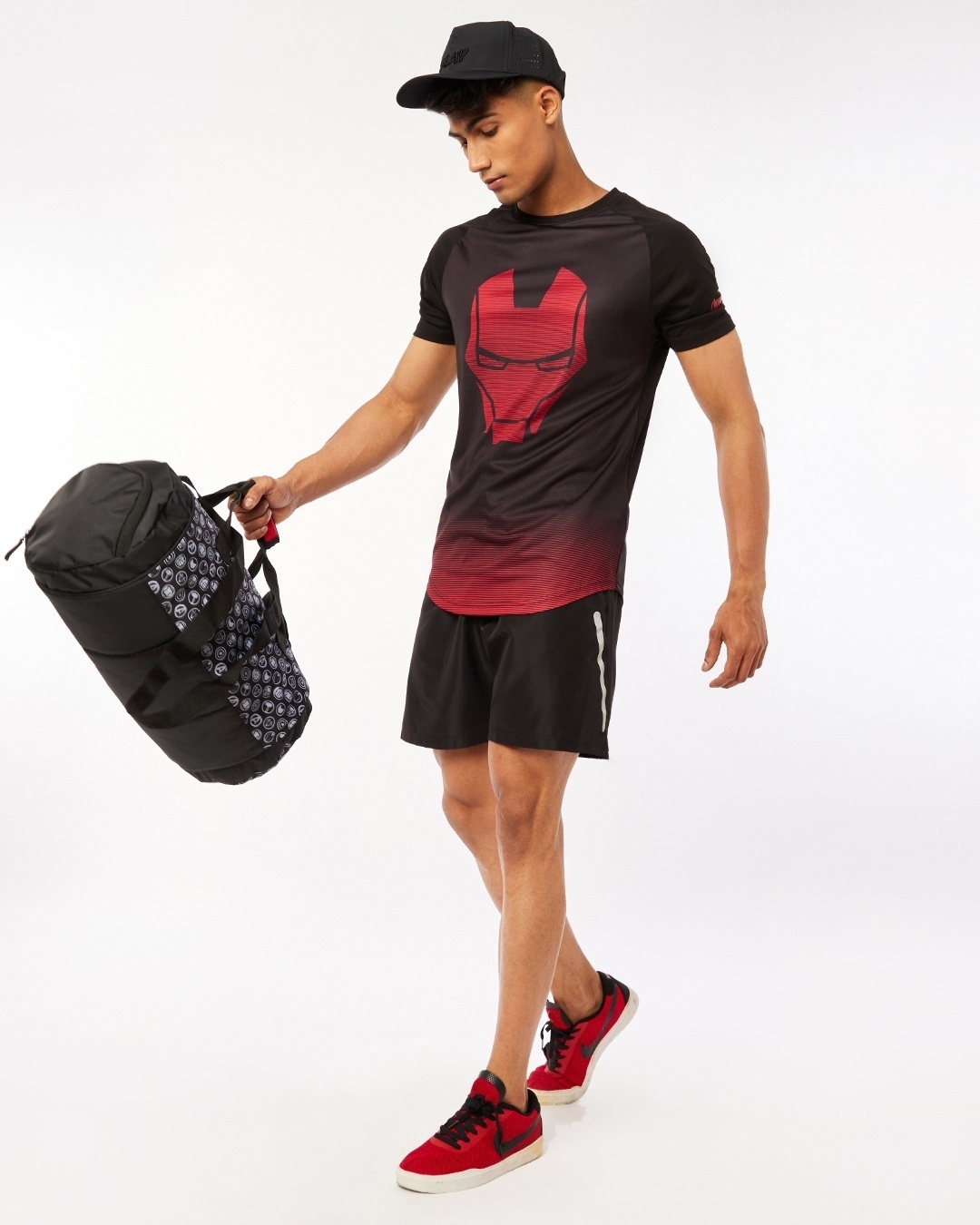 Shop Men's Black Iron Man Training T-shirt-Full