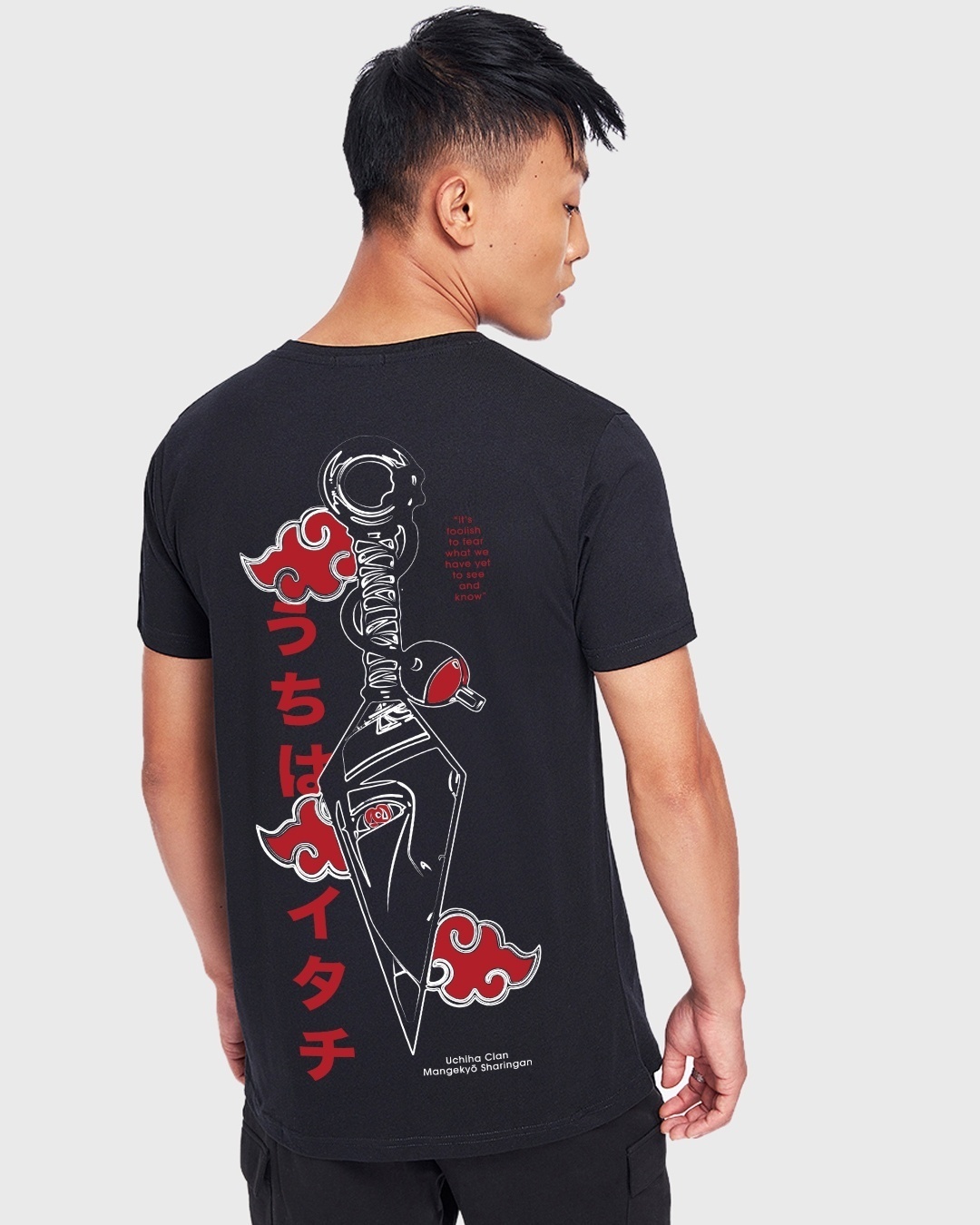 Shop Men's Black Itachi Of The Sharingan Graphic Printed T-shirt-Design