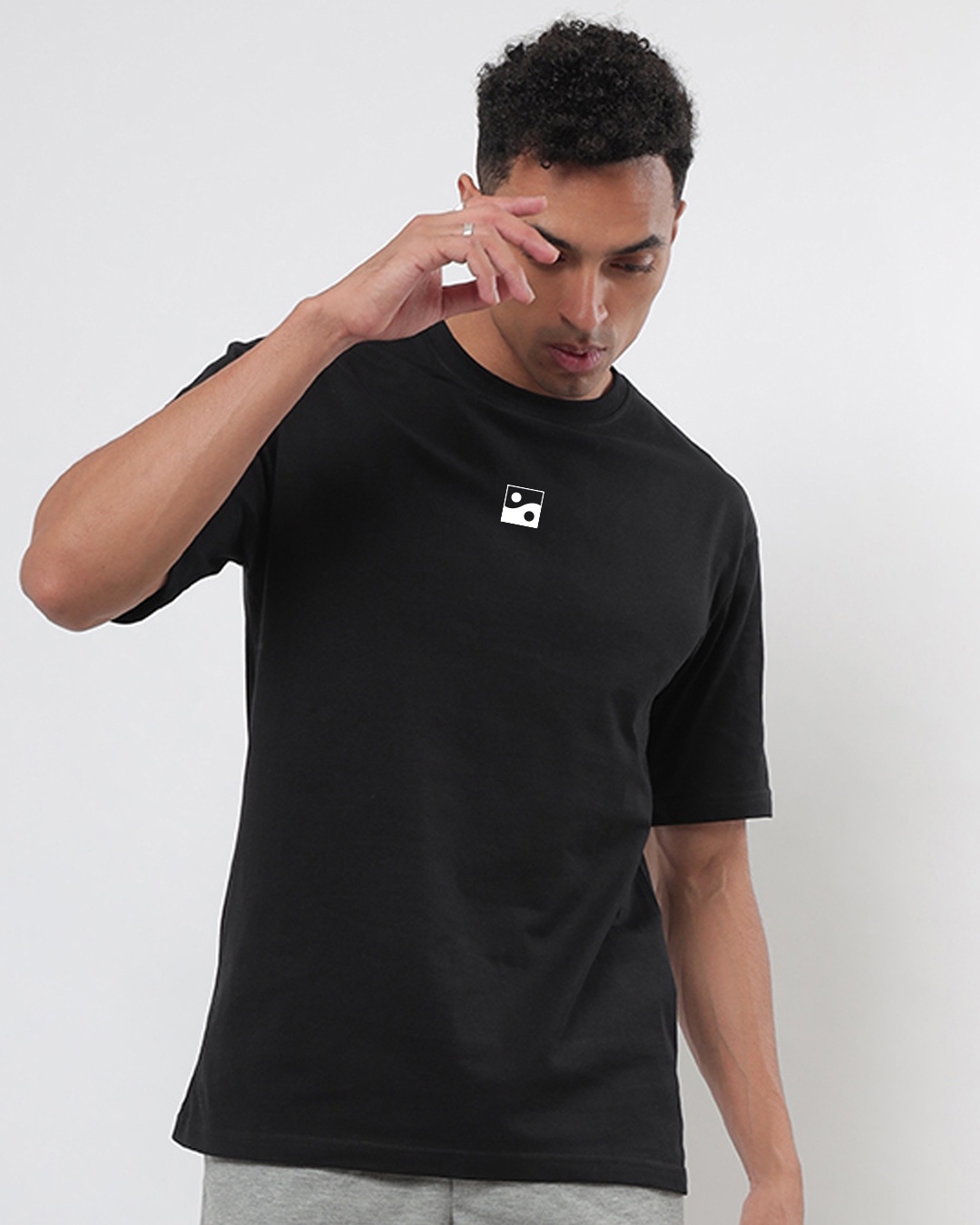 Shop Men's Black Karma Circle Typography Oversized T-shirt-Back