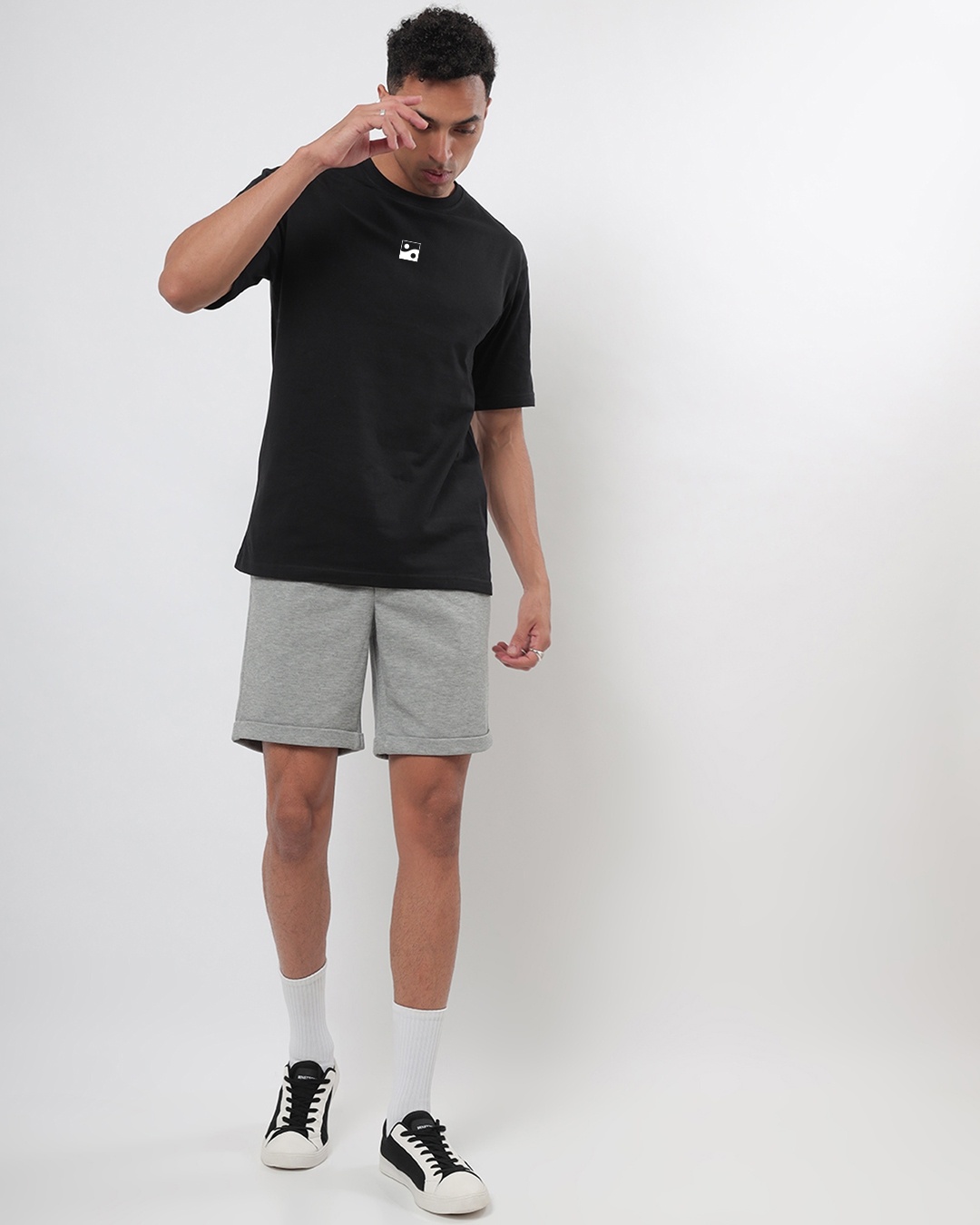 Shop Men's Black Karma Circle Typography Oversized T-shirt-Full