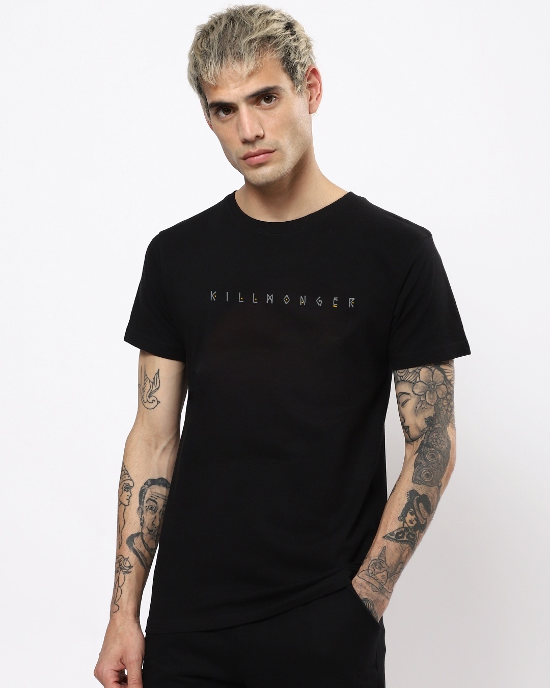 Shop Men's Black Killmonger Graphic Printed T-shirt-Back