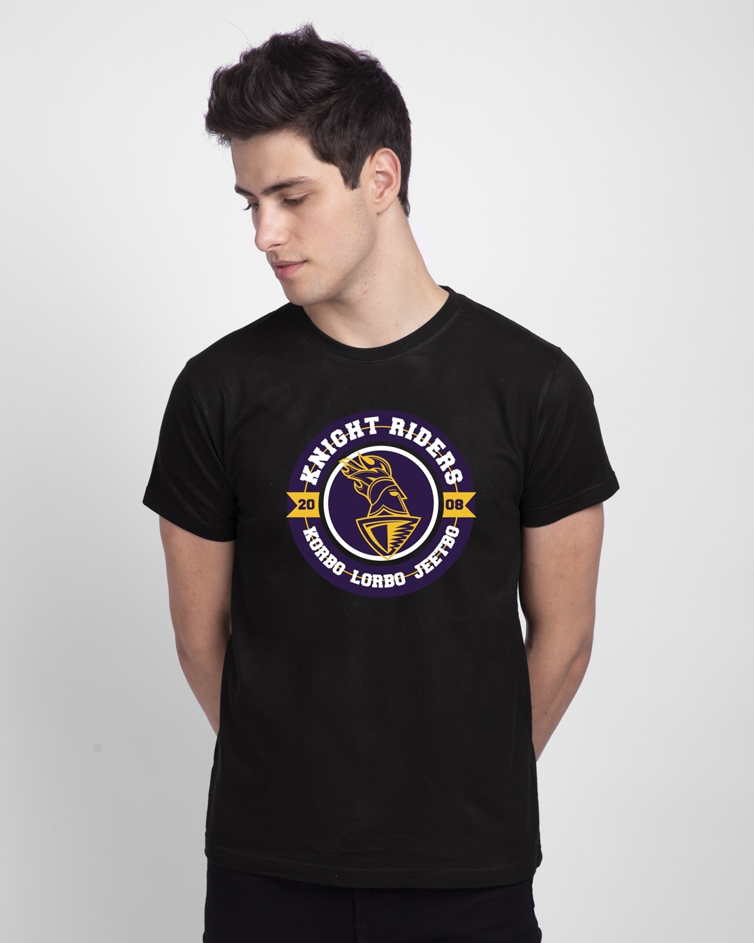 Shop Men's Black KLJ Typography T-shirt-Front