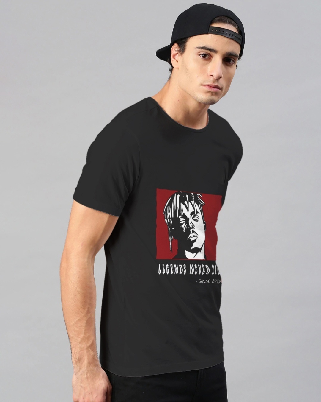 Shop Men's Black Legends Never Die Graphic Printed Cotton T-shirt-Back
