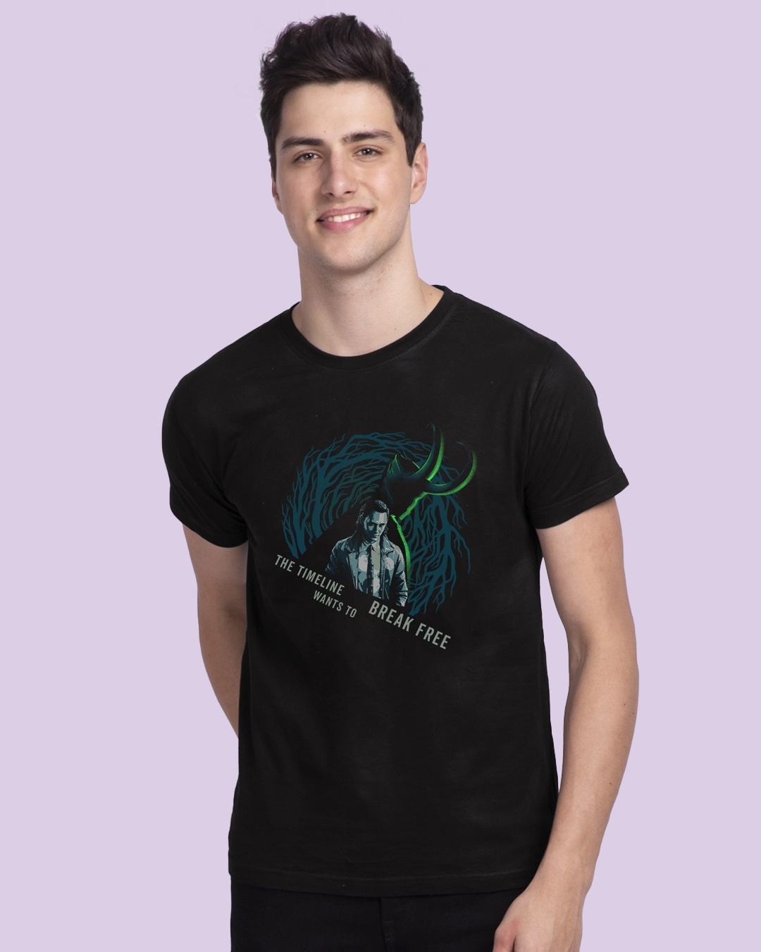 Shop Men's Black Loki Time T-shirt-Front