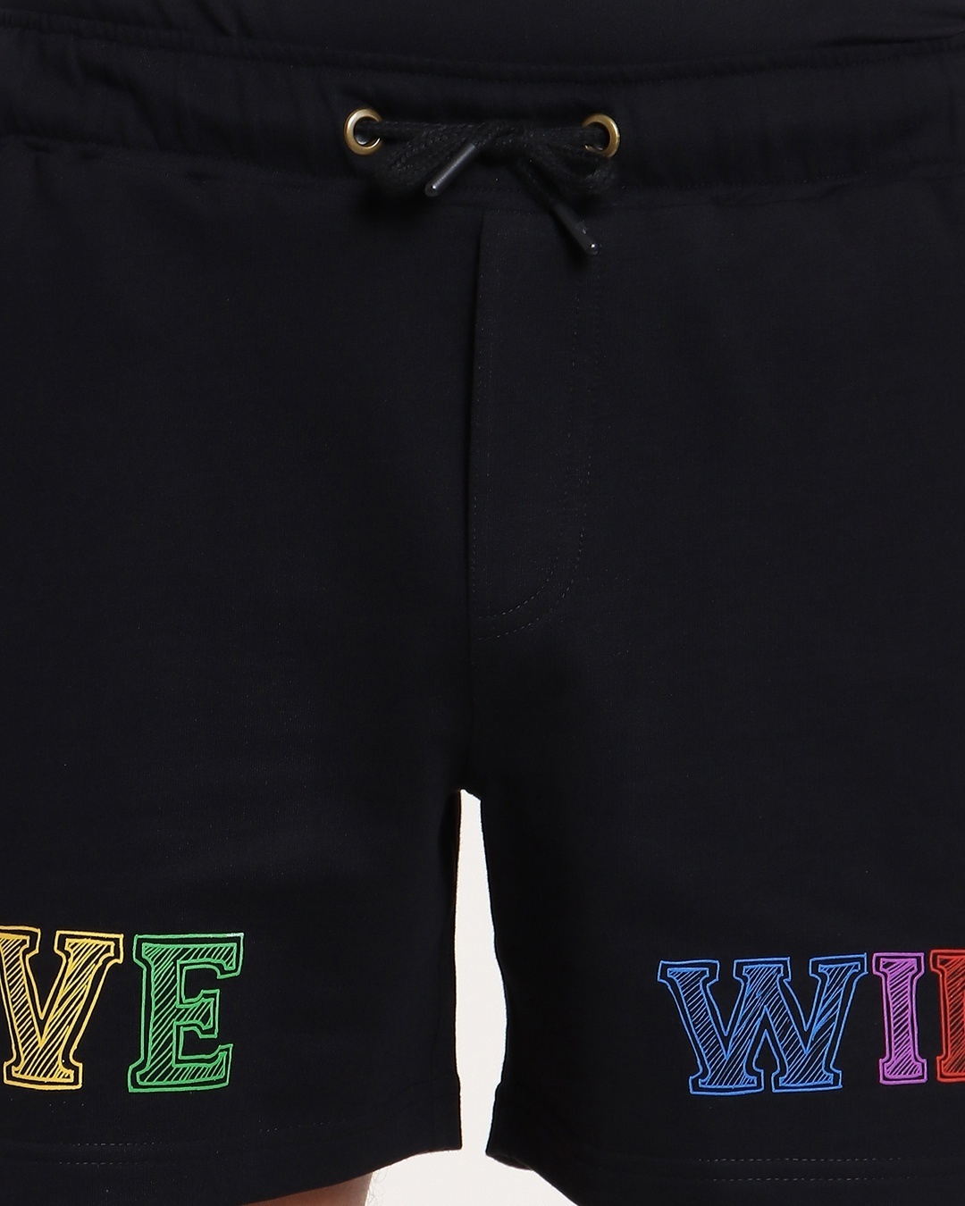 Shop Men's Black Love Wins Pride Typography Plus Size Shorts