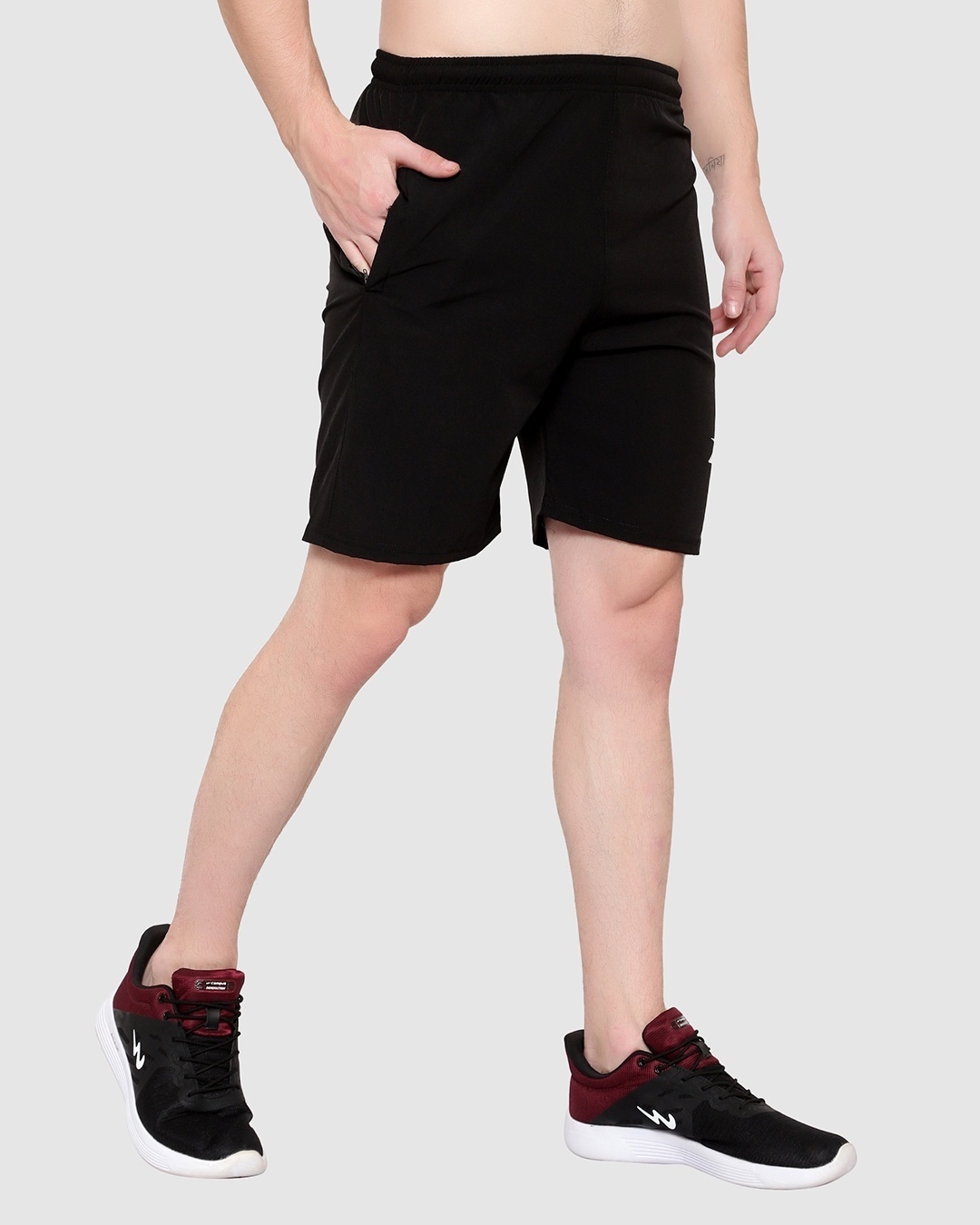Shop Men's Black Low-rise Shorts-Back