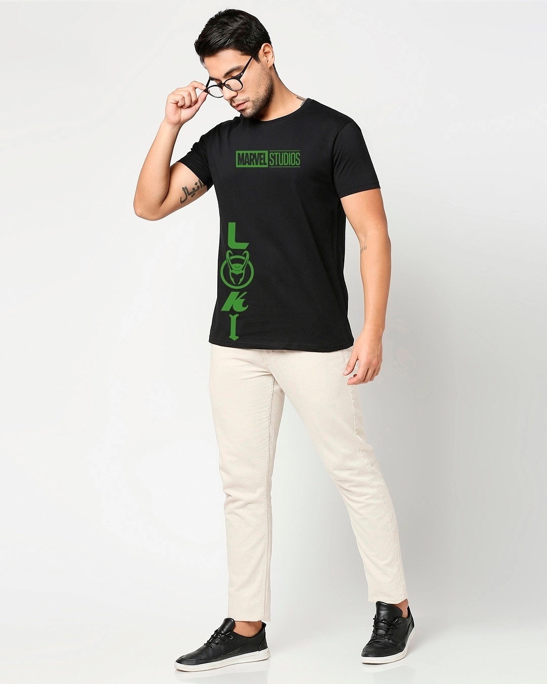 Shop Men's Black Marvel Studios (AVL) Typography T-shirt-Design