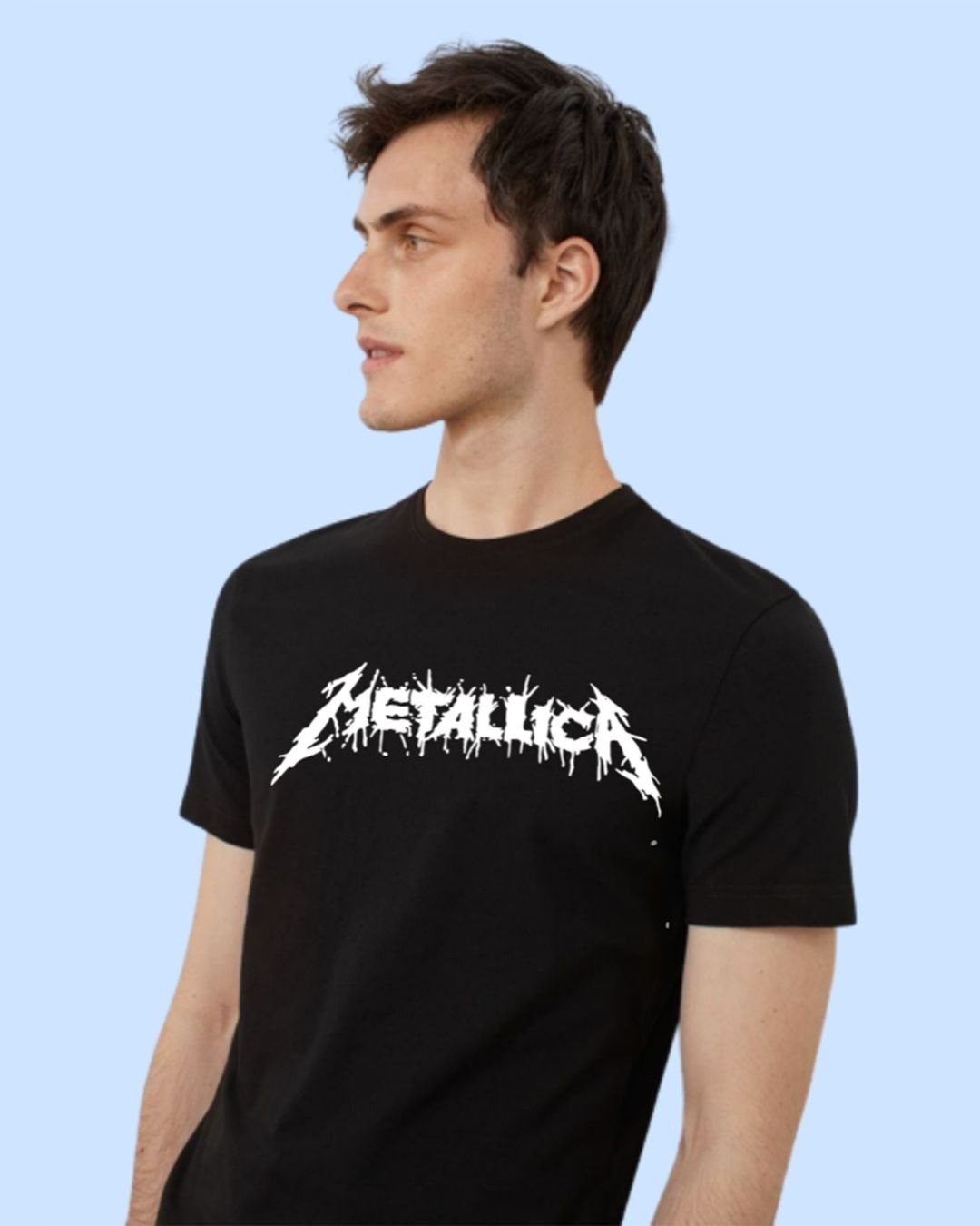 Shop Men's Black Metallica Typography T-shirt-Front
