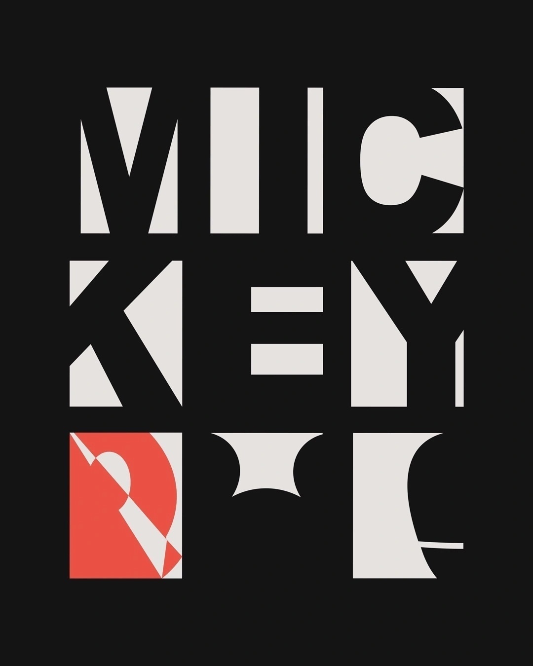 Shop Men's Black Mickey Blocks (DL) Typography T-shirt-Full