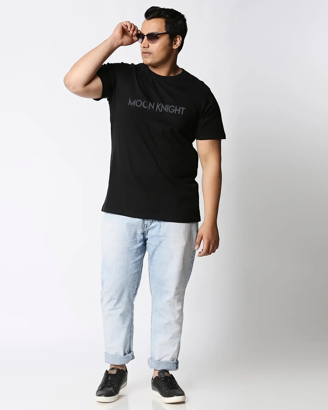 Shop Men's Black Moon Knight Graphic Printed Plus Size T-shirt-Full