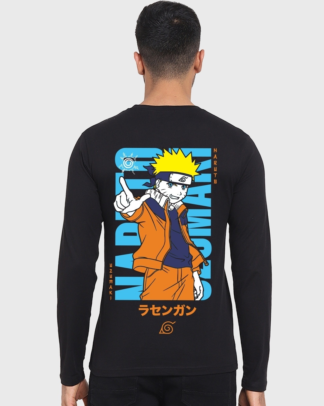 Buy Men's Black Naruto Uzumaki Dattebayo Graphic Printed T-shirt for ...