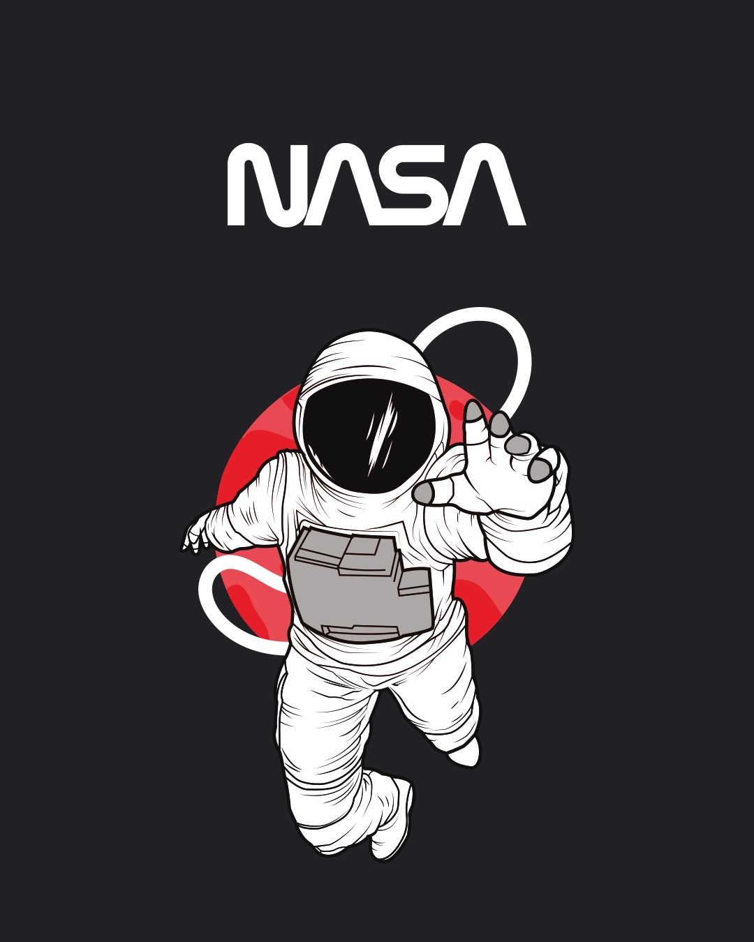 Shop Men's Black NASA Astronaut Graphic Printed Oversized Fit T-shirt-Full