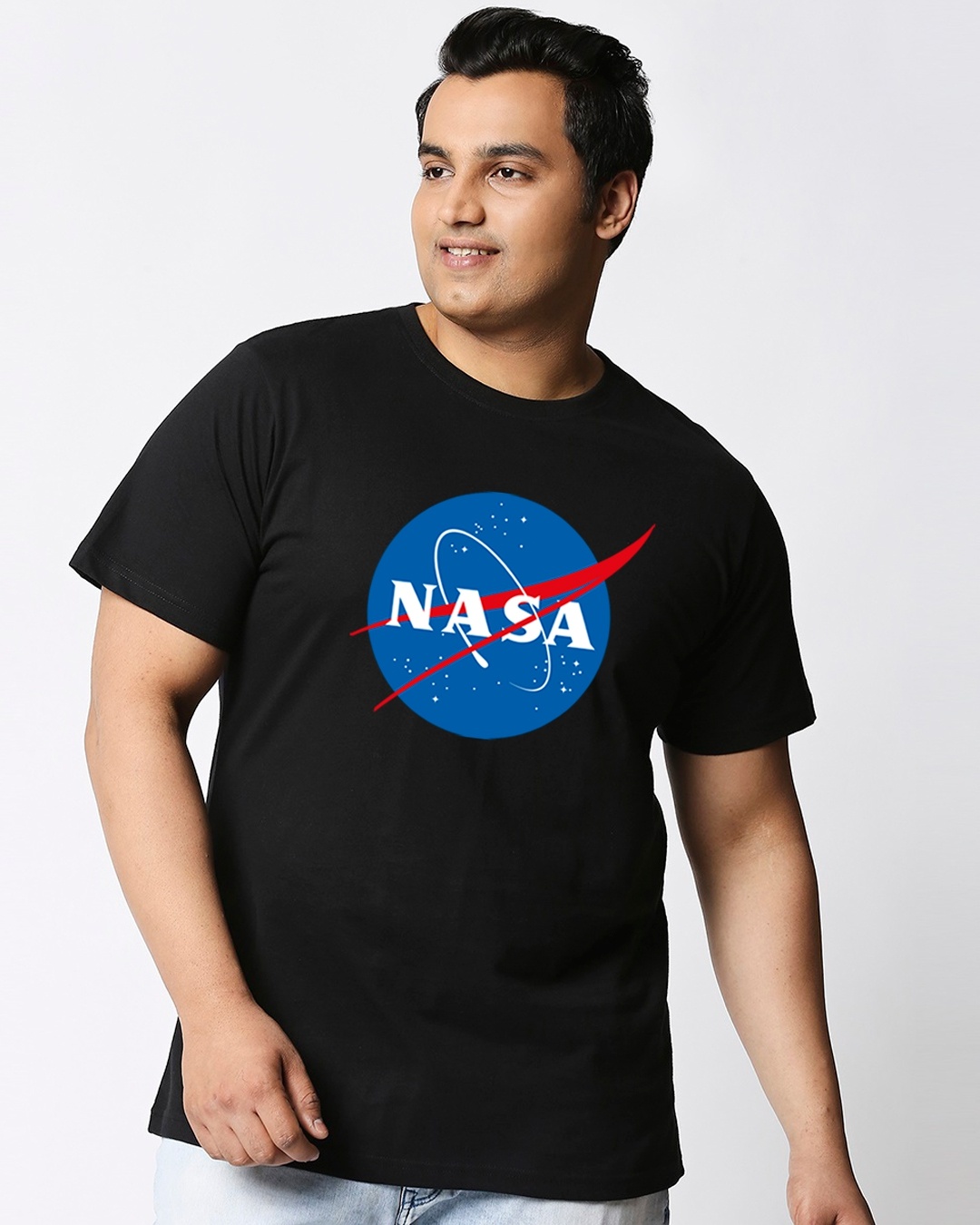 Shop Men's Black NASA Meatball Logo Plus Size Relaxed Fit T-shirt-Front