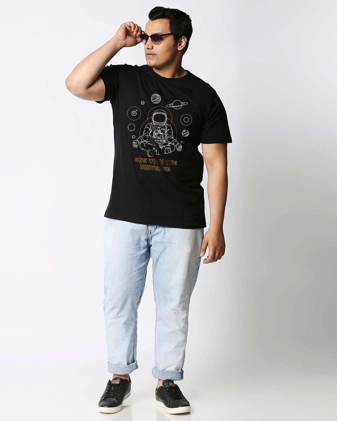Shop Men's Black One With The Universe Graphic Printed Plus Size T-shirt-Design