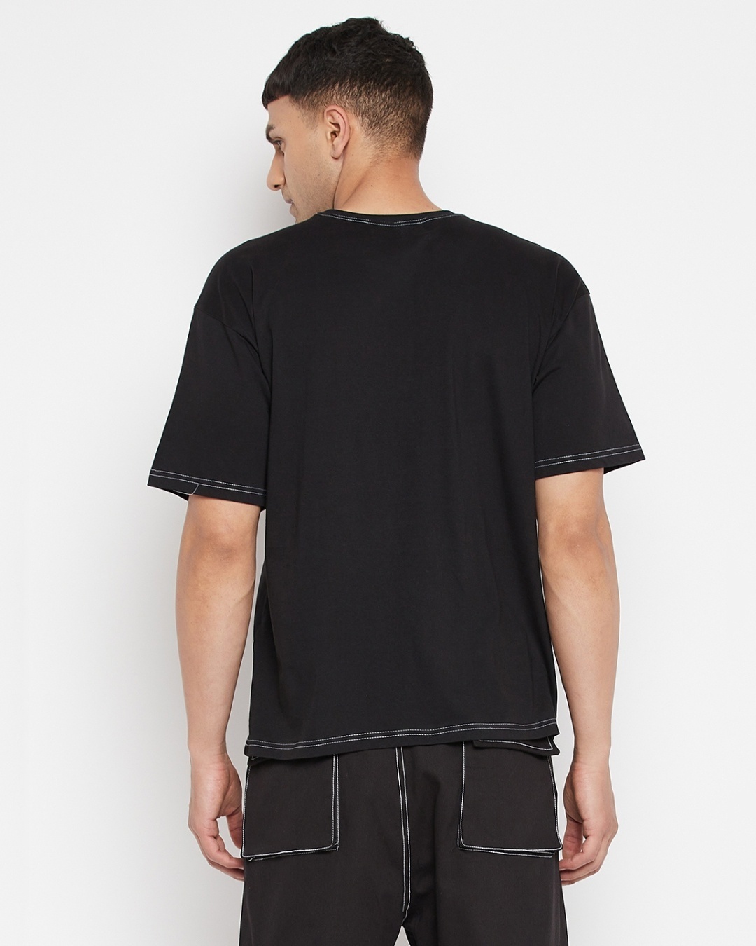 Shop Men's Black Oversized Cotton T-shirt-Design