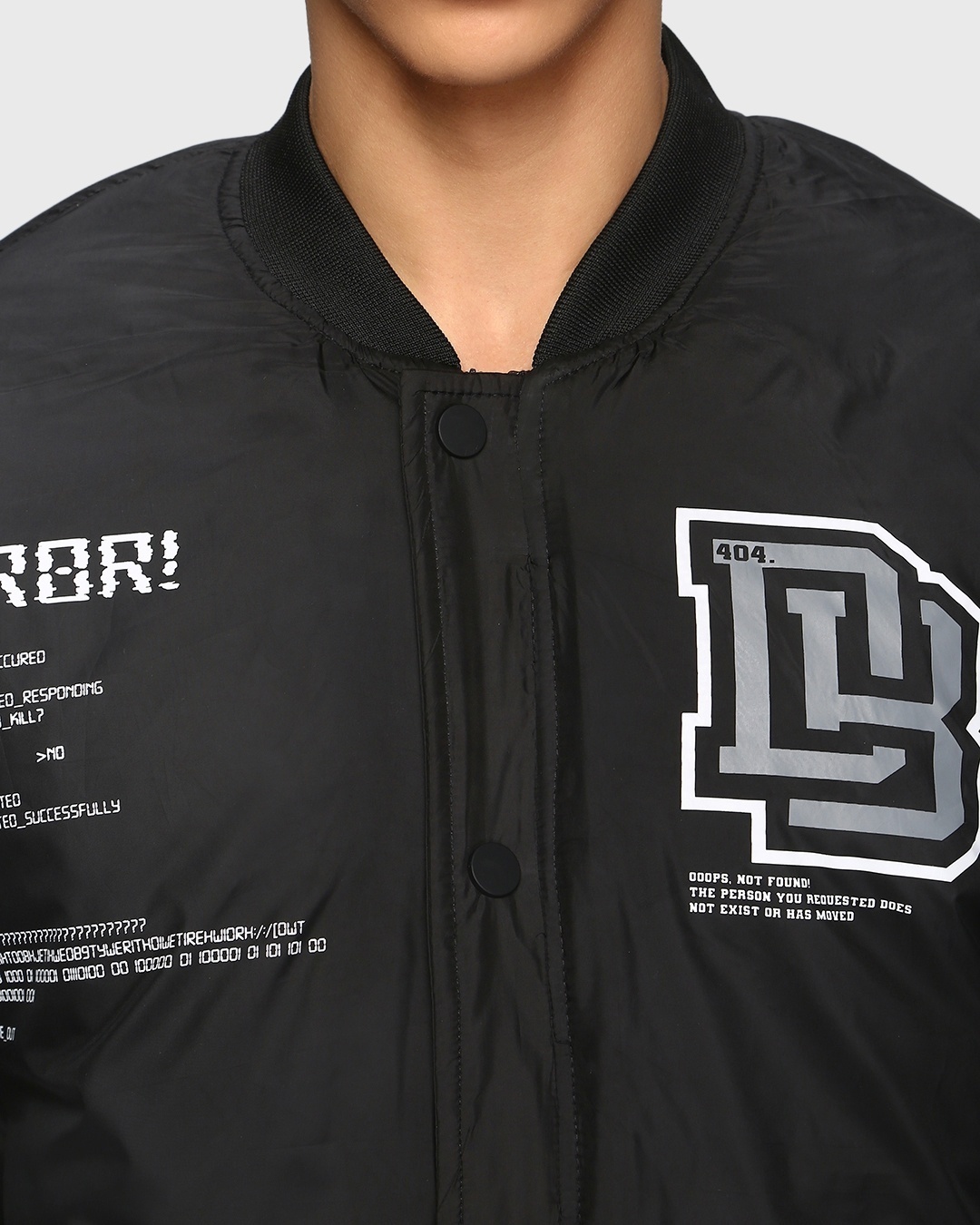 Buy Men's Black Error Typography Oversized Bomber Jacket for Men black ...