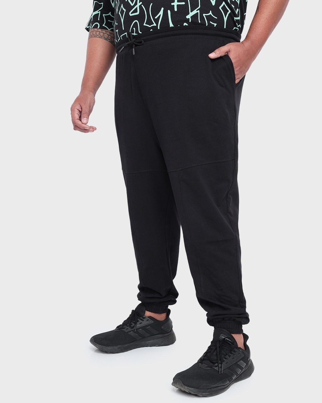 Shop Men's Black Oversized Plus Size Joggers-Front