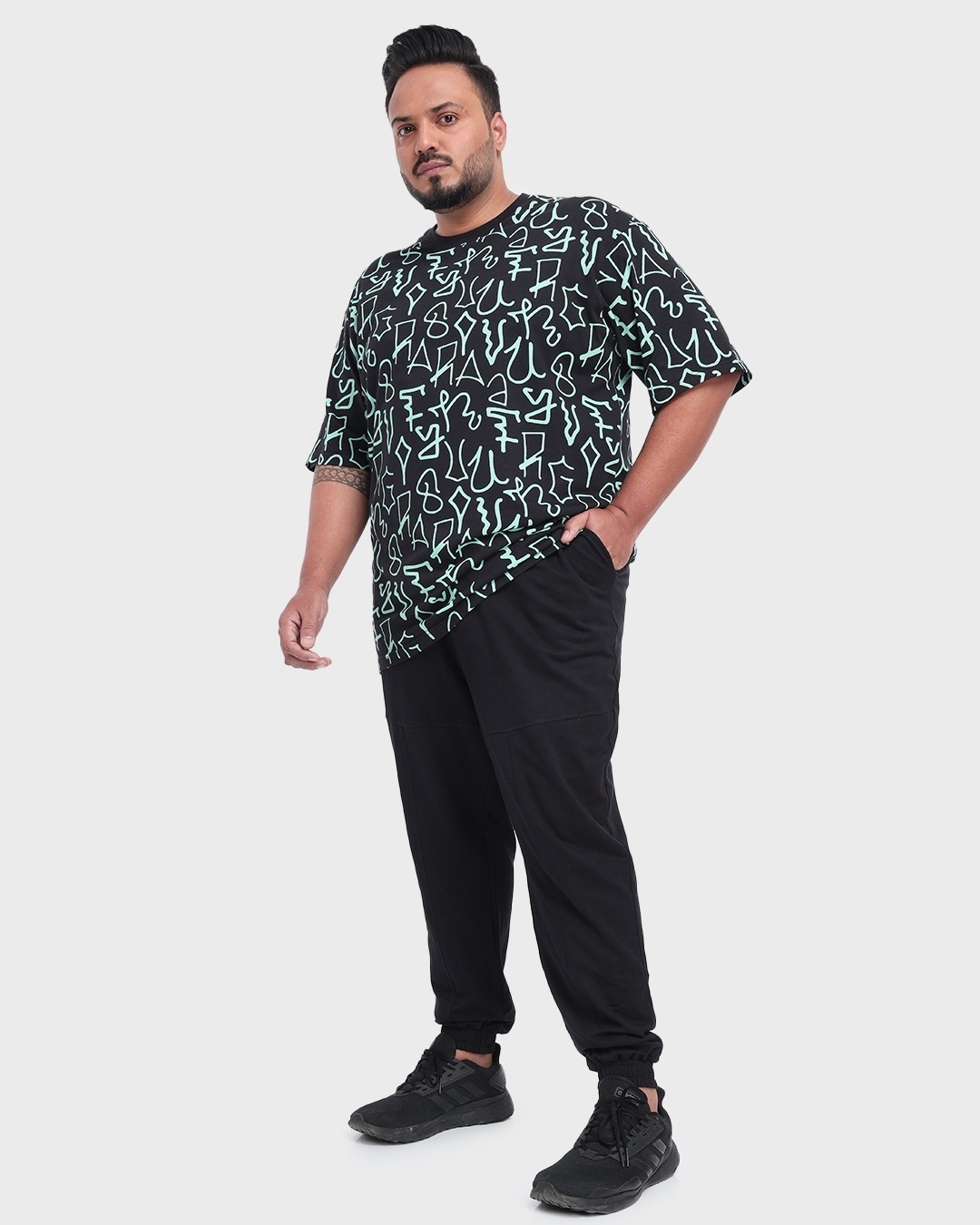 Shop Men's Black Oversized Plus Size Joggers-Full