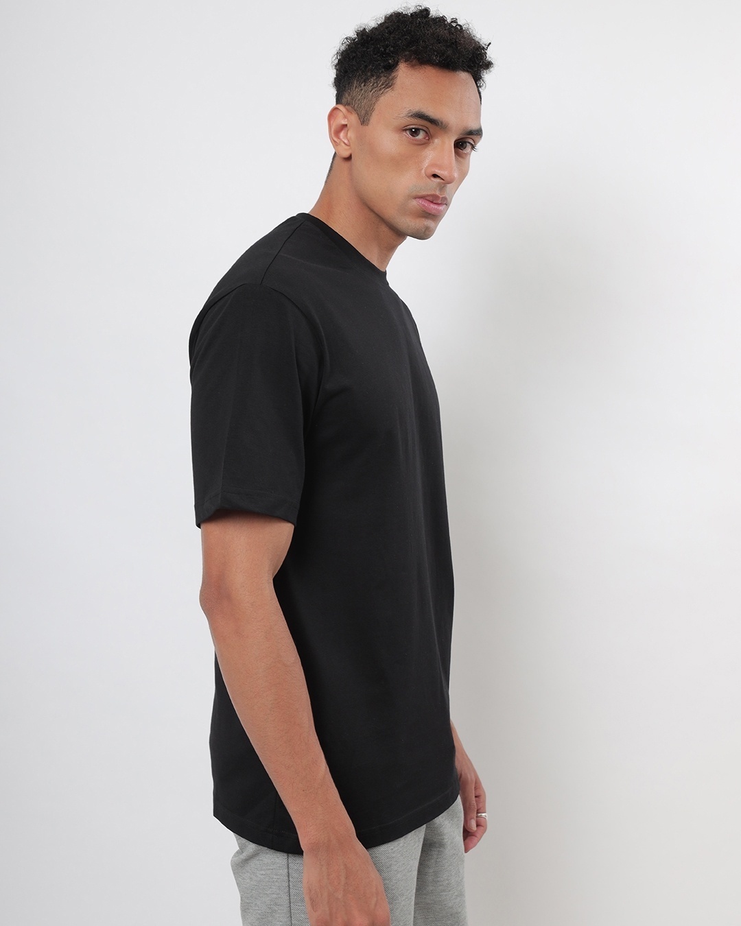 Shop Men's Black Oversized T-shirt-Back
