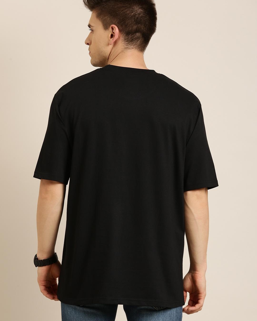 Buy Men s Black Oversized T shirt Online At Bewakoof