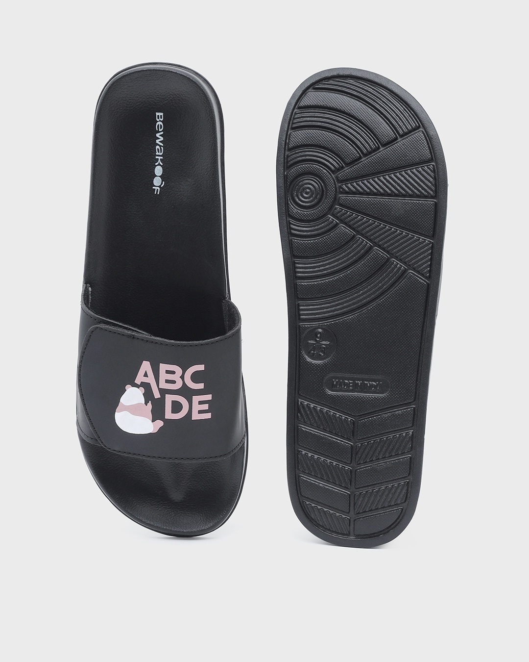 Shop Men's Black Panda ABCD Typography Adjustable Velcro Slider-Design
