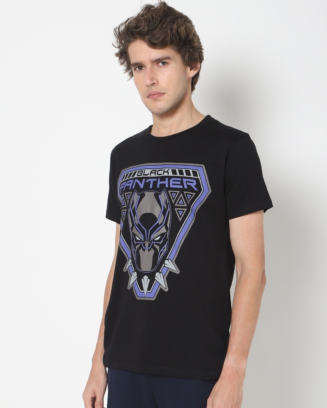 Shop Men's Black Panther Wakanda Half Sleeve T-shirt-Back