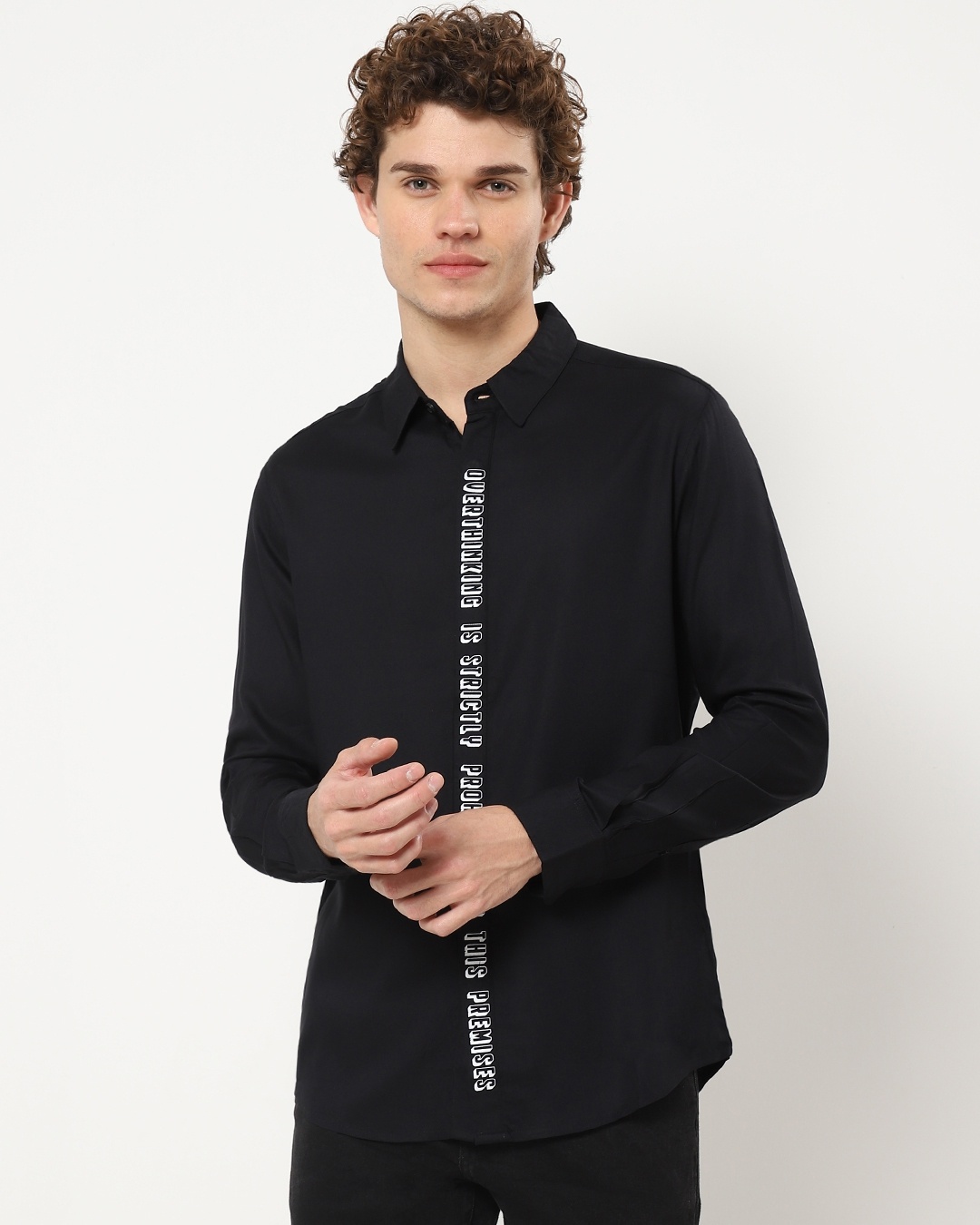Shop Men's Black Placket Print Shirt-Back