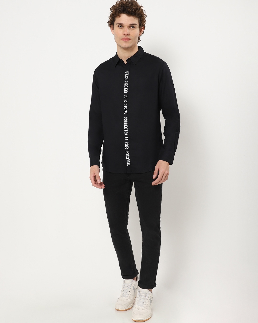 Shop Men's Black Placket Print Shirt