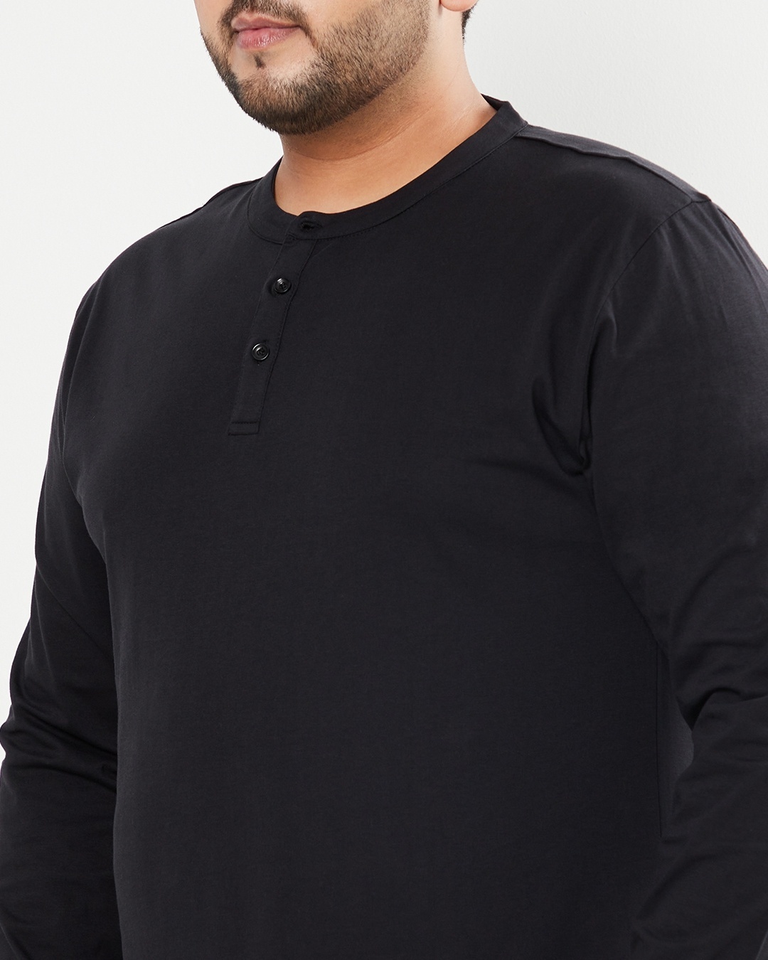 Shop Men's Black Plus Size Henley T-shirt